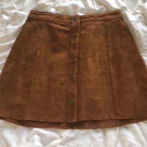 Leather button skirt